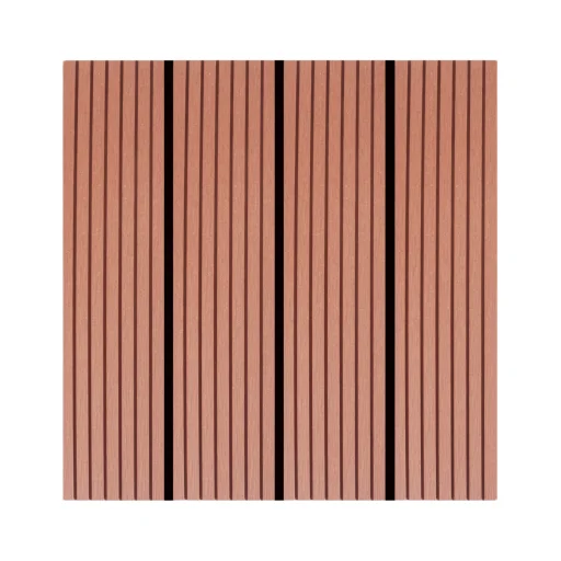 WPC 1 m2 padlóburkolat 11db 30x30cm, csíkozott, rozsdavörös összepattintható - 1