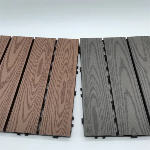 WPC 1 m2 padlóburkolat 11db 30x30cm, faerezet mintás, kávébarna összepattintható - 3