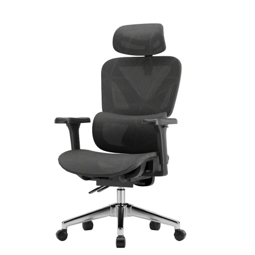 Ergonomikus irodai szék, forgószék, fekete hálós (E07 BLACK)  - 1