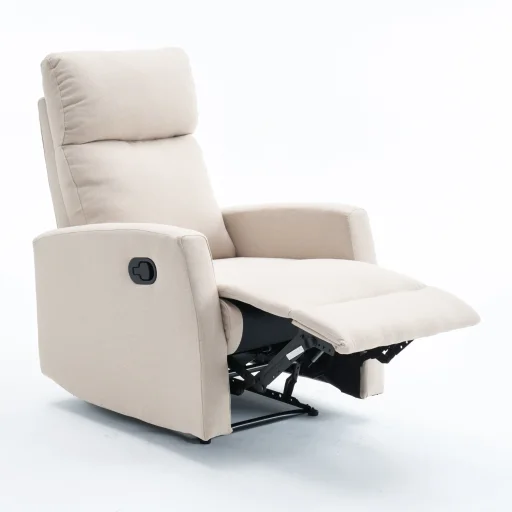 Manuális fekvőfotel, relax fotelágy szövet bézs (JNF-MANUAL-BEIGE) - 1