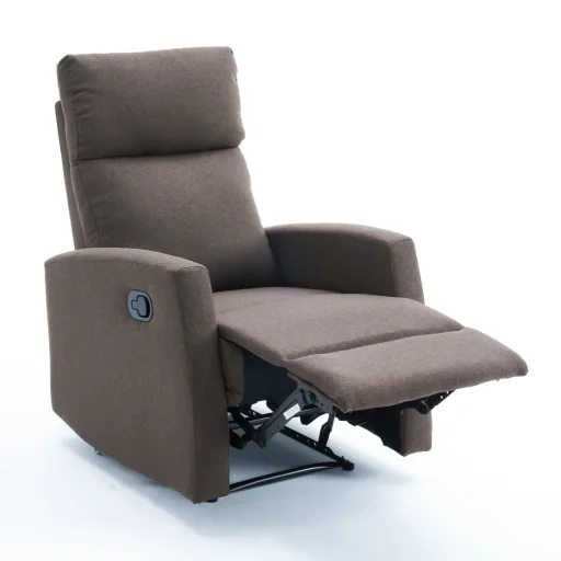 Manuális fekvőfotel, relax fotelágy szövet sötétbarna (JNF-MANUAL-DARK BROWN) - 1