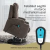 Felállást segítő elektromos relax fotelágy motoros mechanizmus szövet sötétbarna, pohártartóval thumbnail