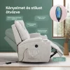 Elektromos relax fotelágy 8 pontos masszázs magyar nyelvű távirányítóval, ringató, forgatható rozsdamentes pohártartó zsenília szövet bézs thumbnail