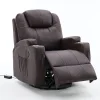 Elektromos fekvőfotel, relax fotelágy 8 pontos masszázs magyar nyelvű távirányítóval, ringató, forgatható rozsdamentes pohártartó AIR leather sötétbarna thumbnail