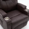 Elektromos fekvőfotel, relax fotelágy 8 pontos masszázs magyar nyelvű távirányítóval, ringató, forgatható rozsdamentes pohártartó AIR leather sötétbarna thumbnail