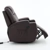 Elektromos fekvőfotel, relax fotelágy 8 pontos masszázs magyar nyelvű távirányítóval, ringató, forgatható rozsdamentes pohártartó AIR leather sötétbarna thumbnail