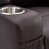 Elektromos fekvőfotel, relax fotelágy 8 pontos masszázs magyar nyelvű távirányítóval, ringató, forgatható rozsdamentes pohártartó AIR leather sötétbarna thumbnail