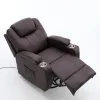 Elektromos fekvőfotel, relax fotelágy 8 pontos masszázs magyar nyelvű távirányítóval, ringató, forgatható rozsdamentes pohártartó AIR leather sötétbarna thumbnail