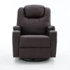Elektromos fekvőfotel, relax fotelágy 8 pontos masszázs magyar nyelvű távirányítóval, ringató, forgatható rozsdamentes pohártartó AIR leather sötétbarna thumbnail