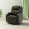Elektromos fekvőfotel, relax fotelágy 8 pontos masszázs magyar nyelvű távirányítóval, ringató, forgatható rozsdamentes pohártartó AIR leather sötétbarna thumbnail