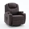 Elektromos fekvőfotel, relax fotelágy 8 pontos masszázs magyar nyelvű távirányítóval, ringató, forgatható rozsdamentes pohártartó AIR leather sötétbarna thumbnail