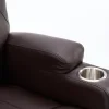 Elektromos fekvőfotel, relax fotelágy 8 pontos masszázs magyar nyelvű távirányítóval, ringató, forgatható rozsdamentes pohártartó AIR leather sötétbarna thumbnail