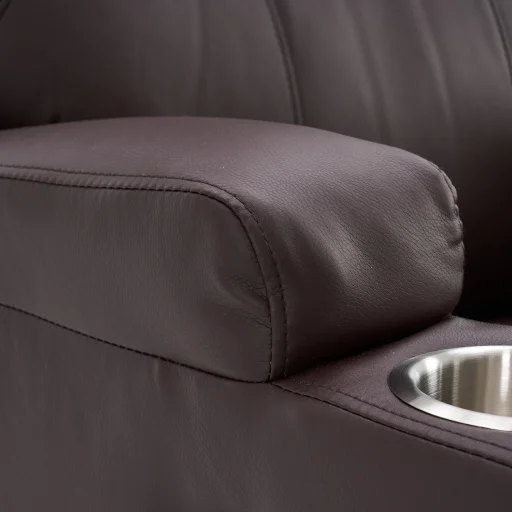 Elektromos fekvőfotel, relax fotelágy 8 pontos masszázs magyar nyelvű távirányítóval, ringató, forgatható rozsdamentes pohártartó AIR leather sötétbarna - 14