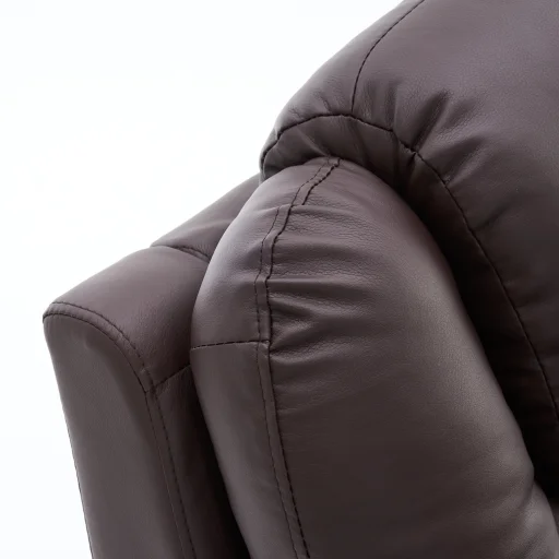 Elektromos fekvőfotel, relax fotelágy 8 pontos masszázs magyar nyelvű távirányítóval, ringató, forgatható rozsdamentes pohártartó AIR leather sötétbarna - 15