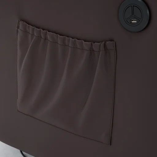 Elektromos fekvőfotel, relax fotelágy 8 pontos masszázs magyar nyelvű távirányítóval, ringató, forgatható rozsdamentes pohártartó AIR leather sötétbarna - 21