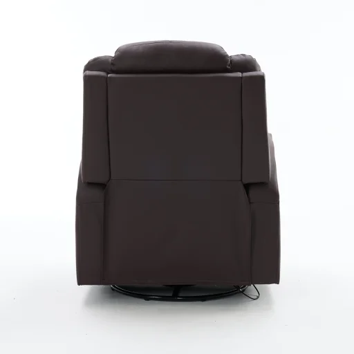 Elektromos fekvőfotel, relax fotelágy 8 pontos masszázs magyar nyelvű távirányítóval, ringató, forgatható rozsdamentes pohártartó AIR leather sötétbarna - 24