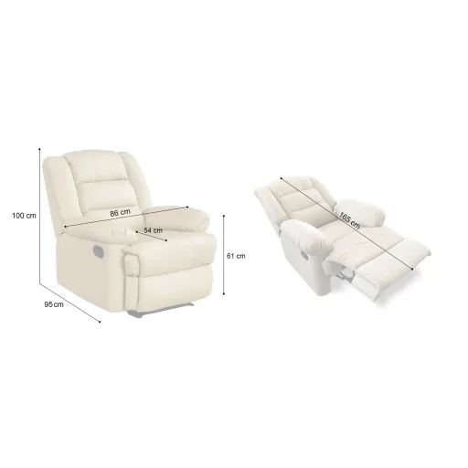 Manuális fekvőfotel, relax fotelágy bézs PU (JNF-MANUAL-BEIGE) JN-R8053A51 - 3