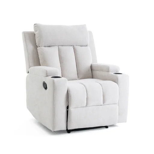 Manuális fekvőfotel, relax fotelágy két pohártartóval, bézs szövet (JNF-MANUAL-FABRIC-BEIGE) JN-R8005A51 - 1