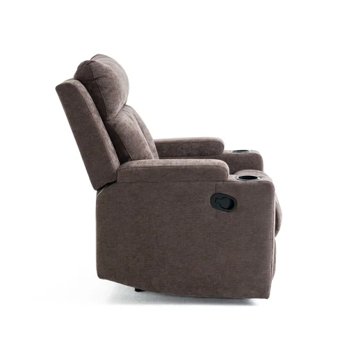 Manuális fekvőfotel, relax fotelágy két pohártartóval, sötétbarna szövet (JNF-MANUAL-FABRIC-DARK BROWN) JN-R8005A51 - 4