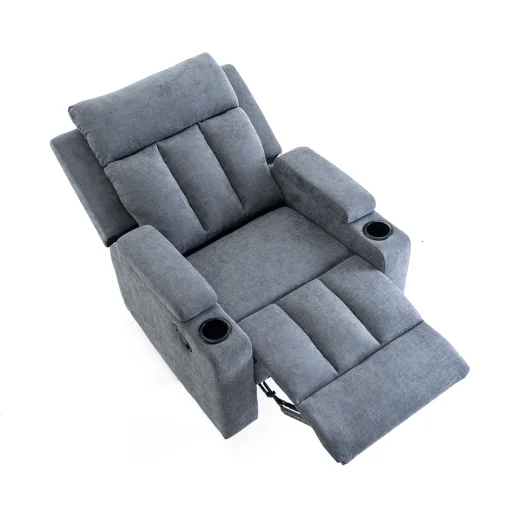 Manuális fekvőfotel, relax fotelágy két pohártartóval, szürke szövet (JNF-MANUAL-FABRIC-DARK GREY) JN-R8005A51 - 6