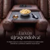 Luxus, háromszemélyes fekvőfotel, relax fotelágy elektromosan dönthető háttámlával, lábtartóval, pohártartóval és világítással barna bőr (L4630-7406) thumbnail