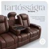 Luxus, háromszemélyes fekvőfotel, relax fotelágy elektromosan dönthető háttámlával, lábtartóval, pohártartóval és világítással barna bőr (L4630-7406) thumbnail