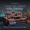 Luxus, háromszemélyes fekvőfotel, relax fotelágy elektromosan dönthető háttámlával, lábtartóval, pohártartóval és világítással barna bőr (L4630-7406) thumbnail