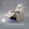 Luxus, egyszemélyes fekvőfotel, relax fotelágy elektromosan dönthető háttámlával, lábtartóval, pohártartóval és világítással bézs bőr (L4630-3906) thumbnail