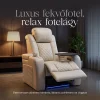 Luxus, egyszemélyes fekvőfotel, relax fotelágy elektromosan dönthető háttámlával, lábtartóval, pohártartóval és világítással bézs bőr (L4630-3906) thumbnail