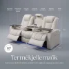 Luxus, háromszemélyes fekvőfotel, relax fotelágy elektromosan dönthető háttámlával, lábtartóval, pohártartóval és világítással bézs bőr (L4630-7406) thumbnail