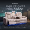 Luxus, háromszemélyes fekvőfotel, relax fotelágy elektromosan dönthető háttámlával, lábtartóval, pohártartóval és világítással bézs bőr (L4630-7406) thumbnail