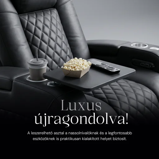 Luxus, egyszemélyes fekvőfotel, relax fotelágy elektromosan dönthető háttámlával, lábtartóval, pohártartóval és világítással fekete bőr (L4630-3906) - 8