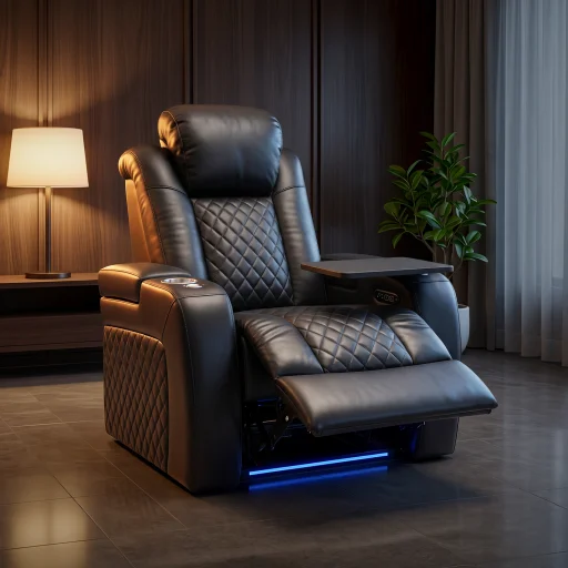 Luxus, egyszemélyes fekvőfotel, relax fotelágy elektromosan dönthető háttámlával, lábtartóval, pohártartóval és világítással fekete bőr (L4630-3906) - 1