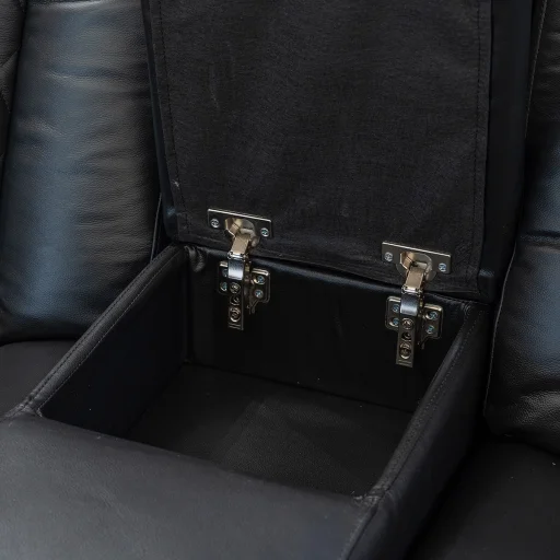 Luxus, kétszemélyes fekvőfotel, relax fotelágy elektromosan dönthető háttámlával, lábtartóval, pohártartóval és világítással fekete bőr (L4630-8406) - 9