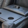 Luxus, háromszemélyes fekvőfotel, relax fotelágy elektromosan dönthető háttámlával, lábtartóval, pohártartóval és világítással fekete bőr (L4630-7406) thumbnail