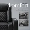 Luxus, háromszemélyes fekvőfotel, relax fotelágy elektromosan dönthető háttámlával, lábtartóval, pohártartóval és világítással fekete bőr (L4630-7406) thumbnail