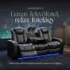 Luxus, háromszemélyes fekvőfotel, relax fotelágy elektromosan dönthető háttámlával, lábtartóval, pohártartóval és világítással fekete bőr (L4630-7406) thumbnail