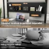 L alakú Gamer asztal, íróasztal 120*48*152cm, fekete LED világítással, hálózati elosztóval thumbnail