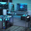 L alakú íróasztal, gamer asztal 120*83*74cm, fekete LED világítás, EU hálózati elosztóval, USB porttal (MK-1B) thumbnail