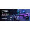 L alakú íróasztal, gamer asztal 120*83*74cm, fekete LED világítás, EU hálózati elosztóval, USB porttal (MK-1B) thumbnail