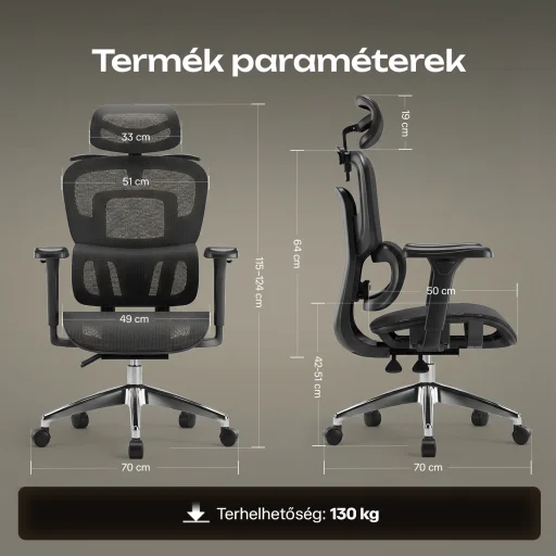 Ergonomikus irodai szék, forgószék, fekete hálós (E15 BLACK) - 4