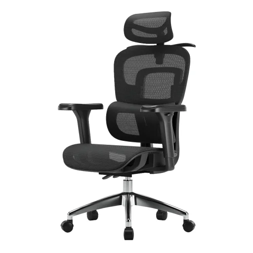 Ergonomikus irodai szék, forgószék, fekete hálós (E15 BLACK) - 10