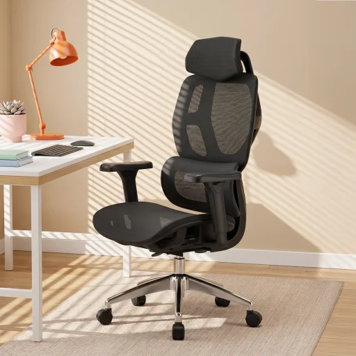 Ergonomikus irodai szék, forgószék, fekete hálós (E13 BLACK) - 1