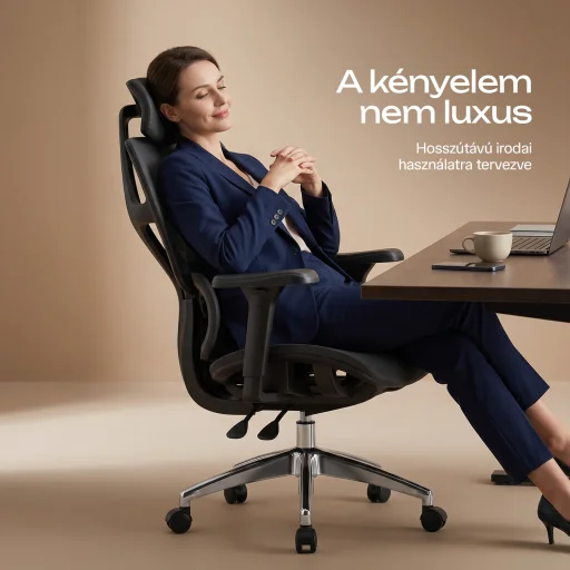 Ergonomikus irodai szék, forgószék, fekete hálós (E13 BLACK) - 8