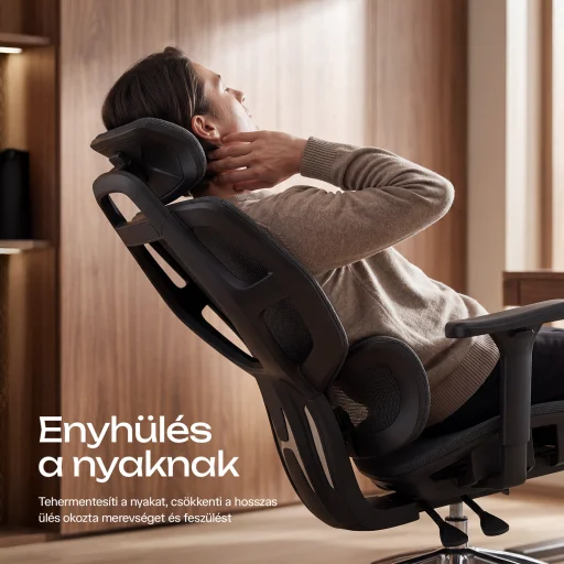 Ergonomikus irodai szék, forgószék, fekete hálós (E13 BLACK) - 9