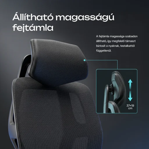 Ergonomikus irodai szék, forgószék, fekete hálós (E13 BLACK) - 10