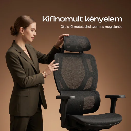 Ergonomikus irodai szék, forgószék, fekete hálós (E13 BLACK) - 11