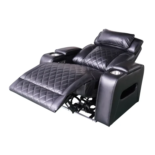Luxus elektromos relax fotel, lábtartóval, pohártartóval, világítással AirLeather fekete - 14