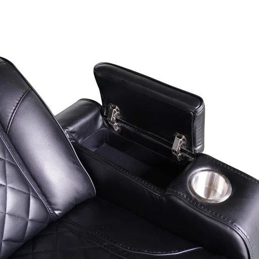 Luxus elektromos relax fotel, lábtartóval, pohártartóval, világítással AirLeather fekete - 8