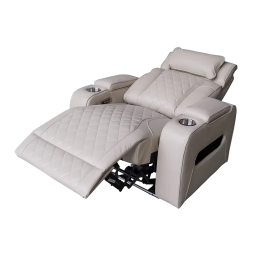 Luxus elektromos relax fotel, lábtartóval, pohártartóval, világítással AirLeather bézs - 16